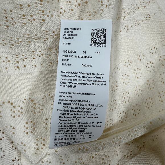 Boss Hugo Boss C Feli Pointelle Fit and Flare Sweater Dress White Women's Size L - Picture 12 of 12